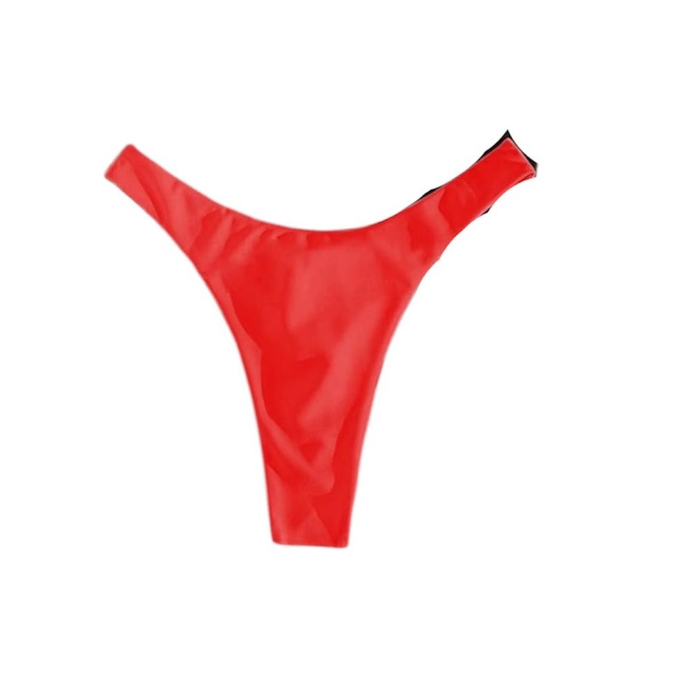New! Red Bikini Bottom with Ruched Thong Back - Picture 2 of 7